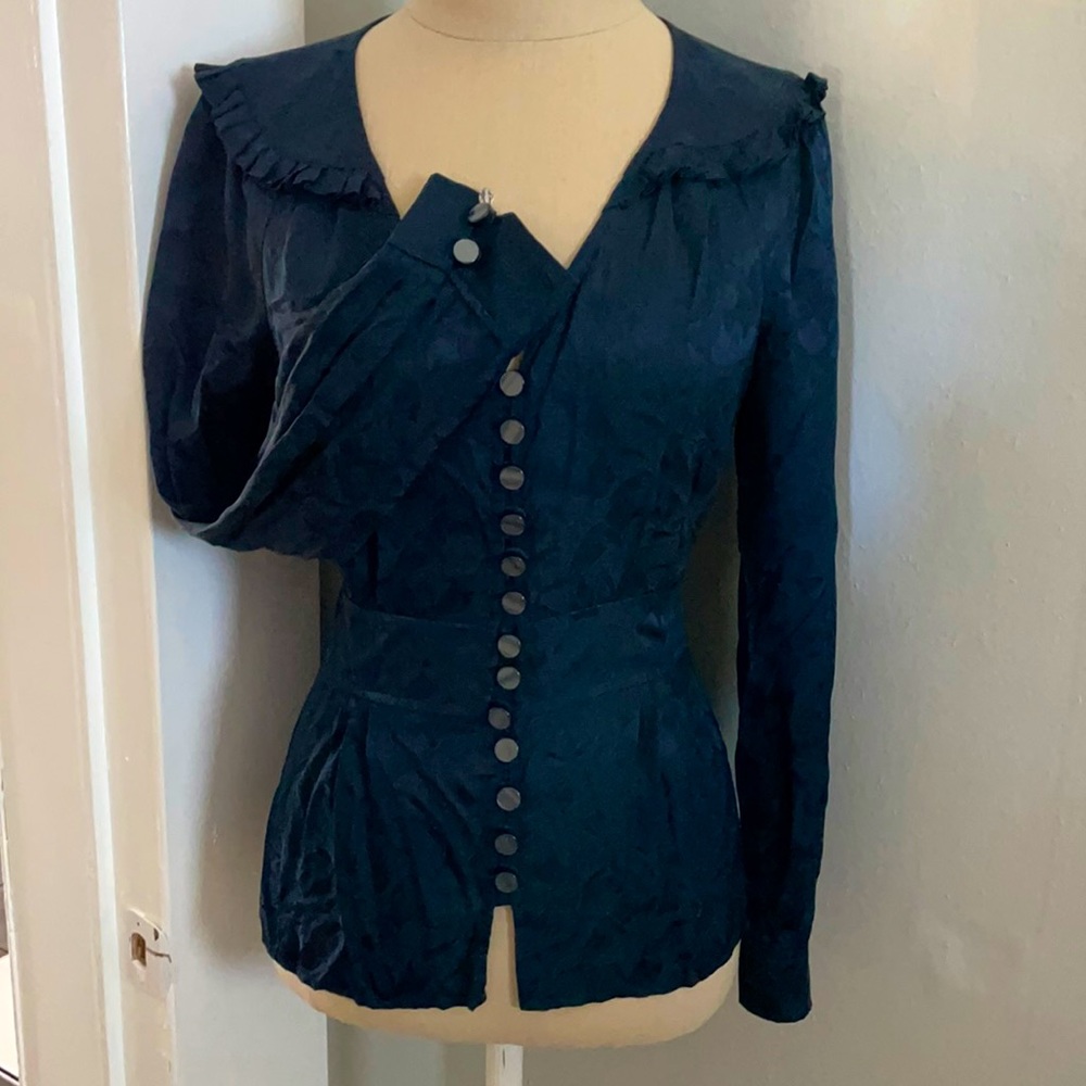 Marc by Marc Jacobs navy blue button up blouse